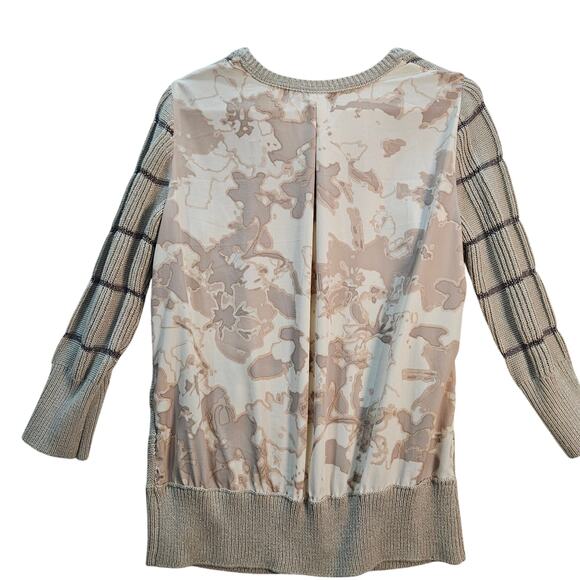 Simply Vera Cream Gray Silver Sweater Geometric Back Brown Medium Classic - Picture 2 of 8